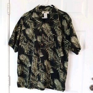 Joe Marlin Men's Black Floral Hawaiian Shirt Size XL Short Sleeve Cotton, Rayon